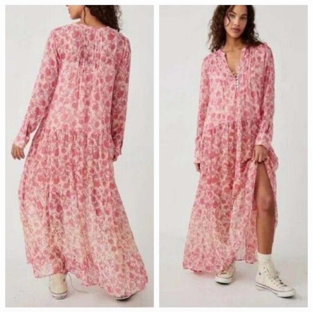 NWT Free people Floral Pink Maxi Dress size M
